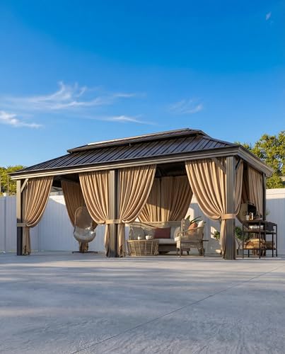HOTEEL 12x20 Gazebo with Metal Roof & Drainage System, Heavy