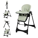 6-in-1 Convertible High Chair with Rocker | Baby High Chair for Newborn to Toddler (0-3 Years) | Adjustable, Foldable & Easy-Clean with Dishwasher Safe Tray & Tool-Free Assembly,Black-Green