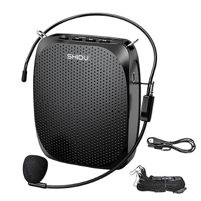 SHIDU Portable Voice Amplifier Microphone Headset and 3.5mm Lavalier Clip On Microphone