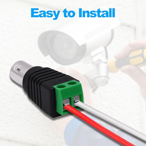 Image of MX BNC Female Connector for 4+1 Coaxial Cable (RT-4 Type) - Pack of 5 | CCTV Video Connector for DVR, NVR Systems | Screw Terminal Plug Adapter for Secure Camera Installation