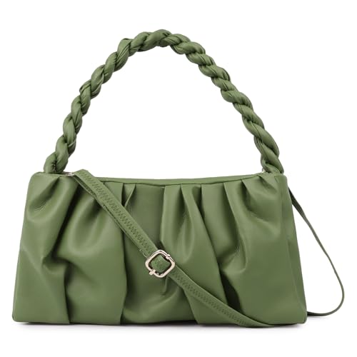 Image of GreenTextured Structured Handheld Bag ll Women's Western Casual Solid Zip Handheld Bag | Ideal for Office, College & Everyday Use Tote Bags for Women Soft Leather Clutch Purses for Women.