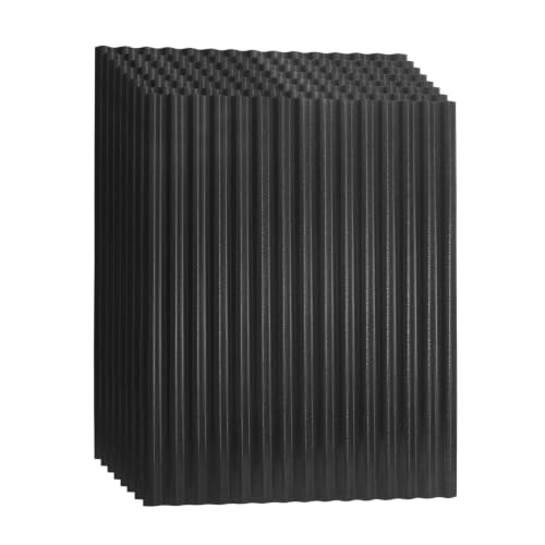 Ollewiellan Lot de 5 plaques ondulées en tôle ondulée pour toit, 117 x 93 cm, 1,5 mm, en PVC, résistants aux intempéries, aux UV, pour abri de voiture, serre, poulailler, noir