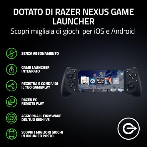 Kishi V3 - Controller a gaming USB-C per iPhone e smartphone Android - Plug and Play - Stick analogici anti-drift (12 pulsanti - Sensa HD haptics, Nexus app) Nero - Controller - Immagine 4