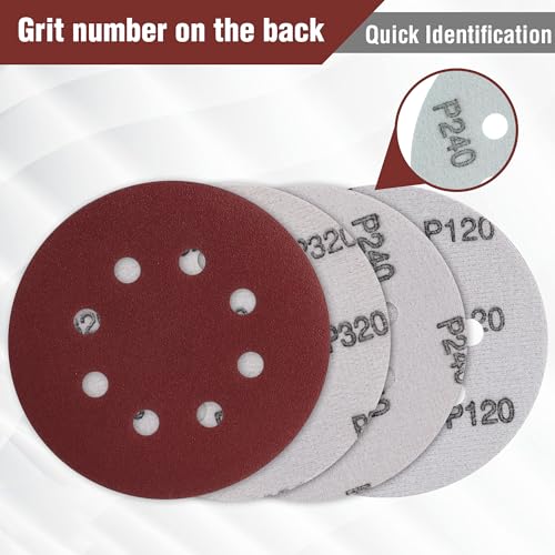WORKPRO 150-piece Sanding Discs Set - 5-Inch 8-Hole Sandpaper 10 Grades Include 60, 80, 100, 120, 150,180, 240, 320, 400, 600 Grits for Random Orbital Sander(Not for Oscillating Tools or Mouse Sander) by WORKPRO - Used condition - Image 5