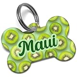 Kiwi Pet ID Tags, Personlized Dog Tag For Dogs. Add Your Custom Text, Comes in Dog Bone and Heart Shapes (Medium Bone)