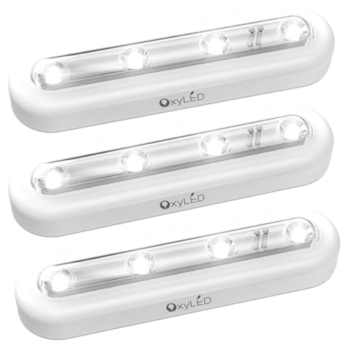 OxyLED Lampe de Placard, 3PCS Touch Lumiere Led A Pile Lampe Led Sans Fil Barre Rotation à 140°...