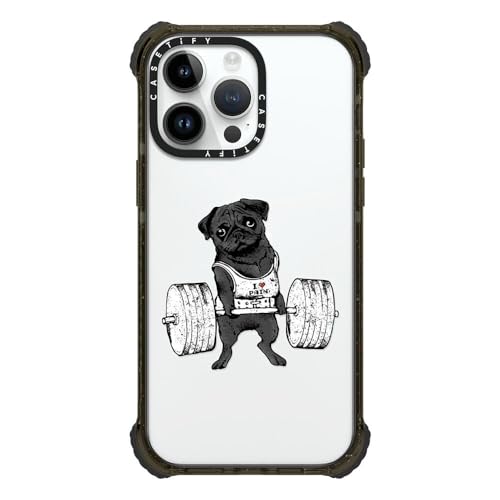 CASETiFY �E���g�� �C���p�N�g iPhone 14 Pro Max [�����X���� / 2.5m����̗����������N���A (MIL�K�i4�{����) / ���C�����X�[�d] - Black Pug Lift - �u���b�N