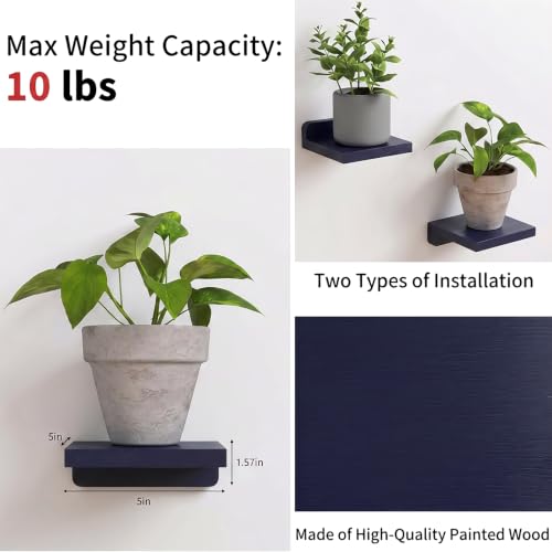 Image of Fixwal Small Floating Shelves for Wall Decor (Blue, Set of 4, 5Inch)