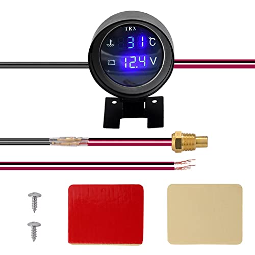 Medidor de temperatura de agua ERYUE con voltímetro digital LED doble para moto y camión