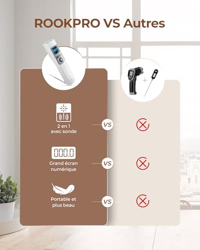 Thermomètre infrarouge ERICKHILL -50-550℃ avec sonde -50-260℃, affichage numérique rétroéclairé LCD avec émissivité réglable - adapté à l'entretien du véhicule/cuisine/barbecue/nourriture – vue 8