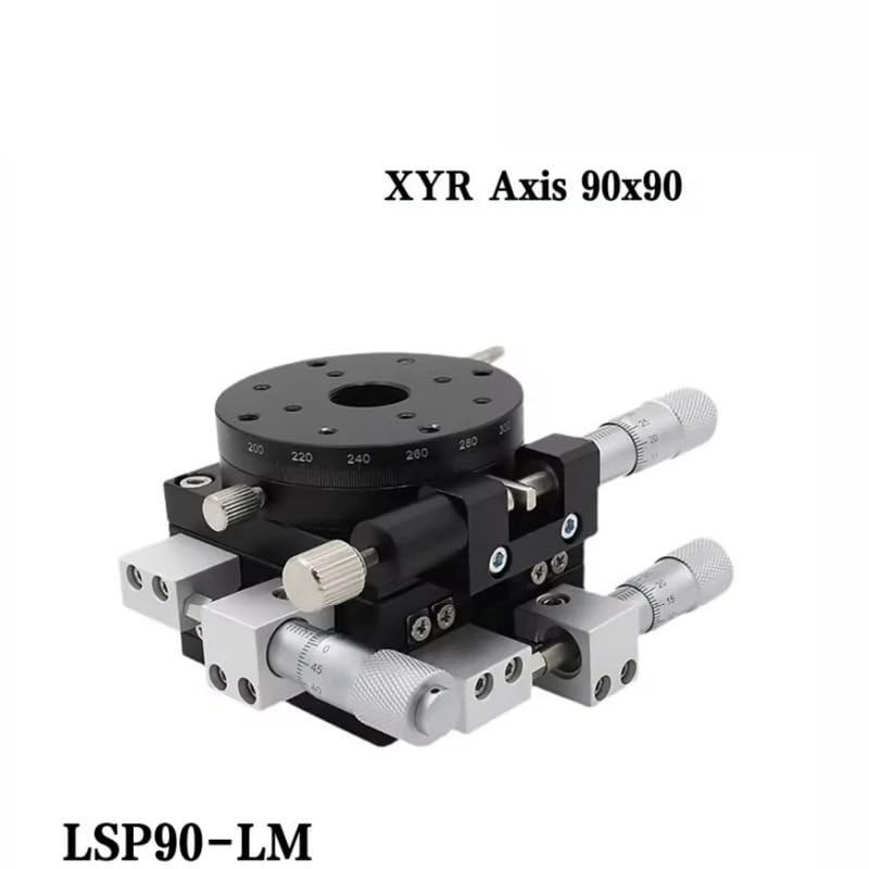 KOSBO Plataforma de Corte Manual con micrómetro de Eje XYR de 90 mm, Mesa de traslación y riel Transversal for Mesa giratoria LSP90-LM