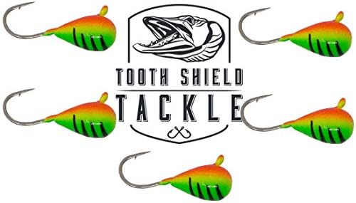 UV Glow Tungsten Ice Fishing Jigs 5-Pack Crappie Perch Bluegill Panfish Jig 5mm (Hot Firetiger)