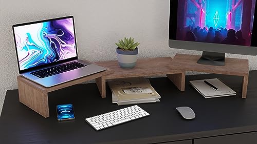 ComfortCove Dual Monitor Stand Riser, Desk Organizer, Laptop Stand, 3 Shelf Adjustable Length, Ideal for Home Office - Image 3