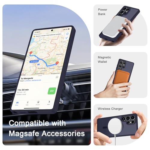Image of for Samsung Galaxy S25 Ultra Case, Matte Magnetic Phone Cover, Deep Purple | Fit for MagSafe, Screen Protector included, Shockproof Military Grade Protection, Translucent Frosted Back