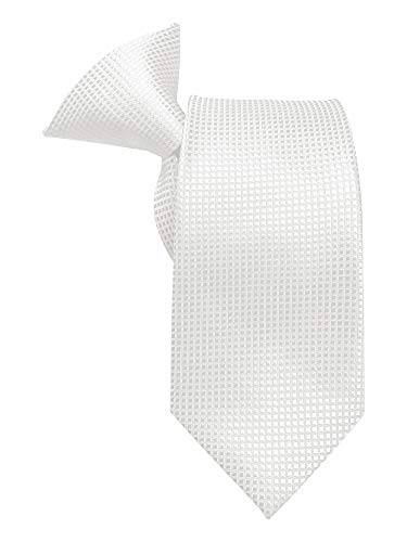 Jacob Alexander Boys' Woven Subtle Mini Squares Clip-On Neck Tie - White