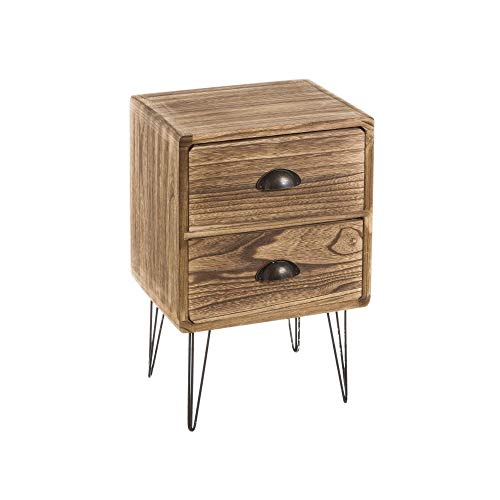 Mesilla de Noche con 2 cajones de Madera marrón rústica para Dormitorio Factory - LOLAhome