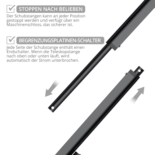 Justech Linear Actuator 300mm/12in Linearantrieb 1500N/330 LBS IP65 10mm/s Motor Lineartechnik Aktuatoren Linearmotor Verstellantrieb Toröffner hubzylinder mit CE & RoHS 12V DC Electric Motor DIY