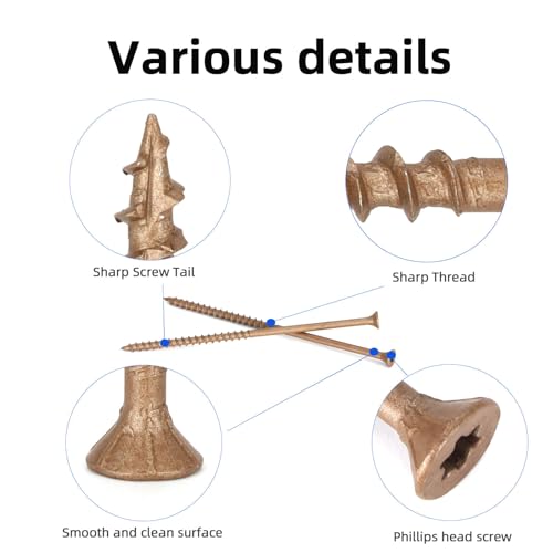 Image of Wood Screws #10 x 5'', T25 Star Torx Drive Flat Head Deck Screws, Brown, 42Pcs (1lb)