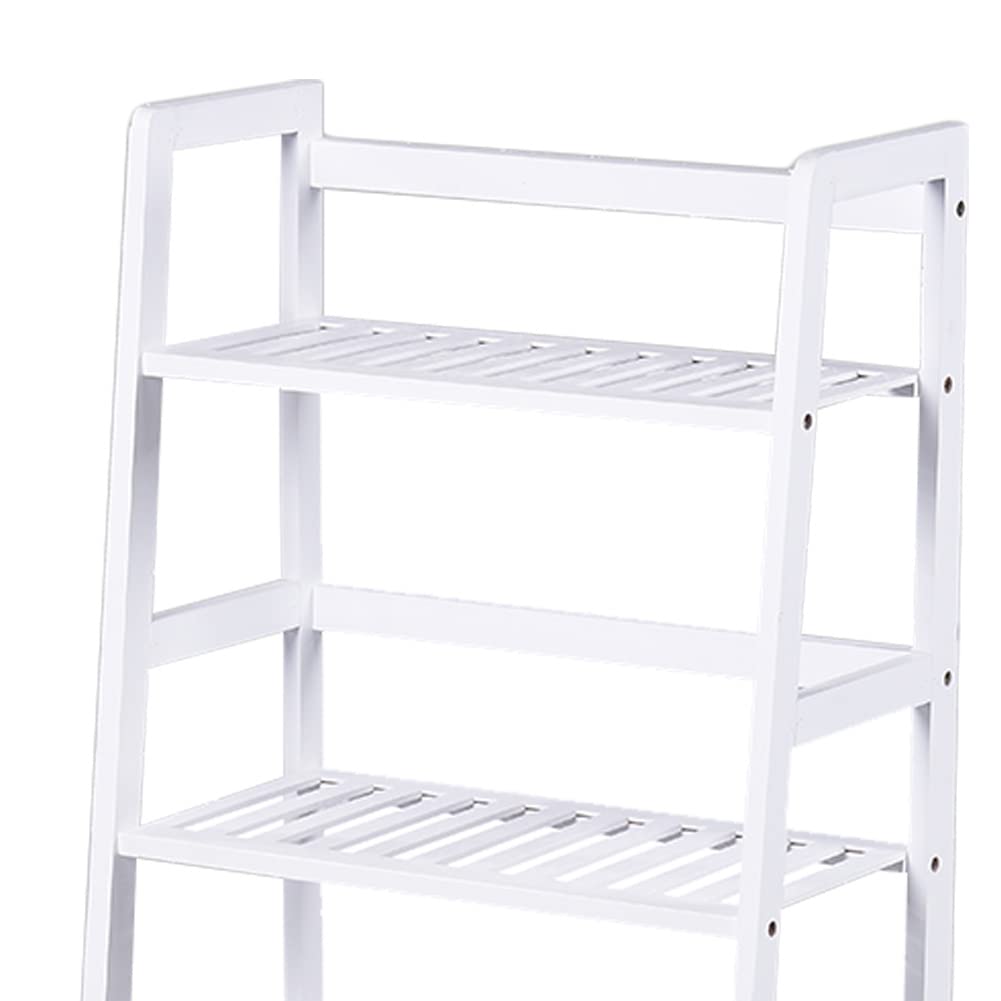 BAKAJI Regał na książki 4 półki z drewna bambusowego nowoczesny design do salonu salonu domowego biura rozmiar 116 x 48 x 32 cm bambus (biały)