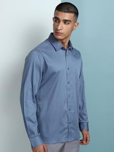 Image of Highlander Men's Slim Fit Formal Shirt | Solid Formal Shirt for Men | Comfortable Fabric | Stylish Design for Everyday Use & Office Wear