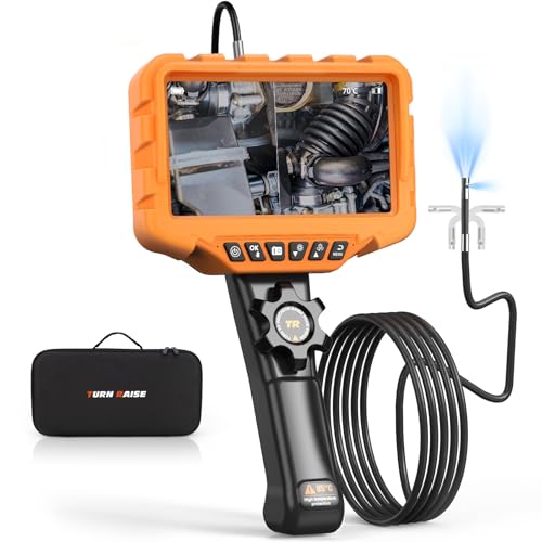 Boroscópio articulado bidirecional de 210° com endoscópio de lente dupla, câmara de inspeção automotiva IPS de 7 polegadas, câmara de cobra flexível pequena de 6,5 mm com luz para tubo de