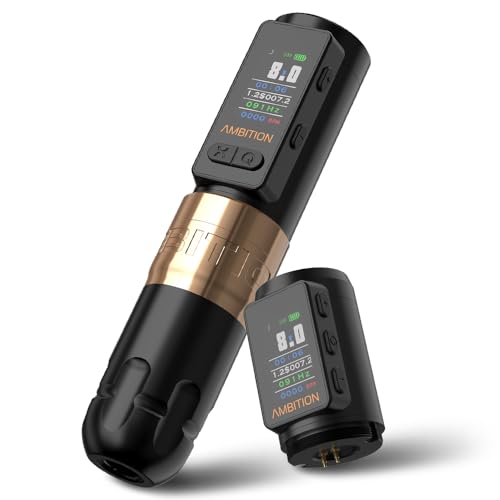 Ambition Soldier Max Tattoo Machine Rotary 2400mAh Cartridge Pen Gun with Extra 1800mAh Battery Billing Function Frequency Mode Stabilizing System Supply for Professional Tattoo Artists