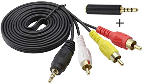AAOTOKK 3,5 mm a 3 RCA Cavo Adattatore Audio,Cavo Adattatore Stereo TTRS da 4 poli 3.5mm Maschio a 3 RCA Maschio per AV, Audio, Video, TV LCD, HDTV ecc.(1,5 m/5 Piedi-M/M)