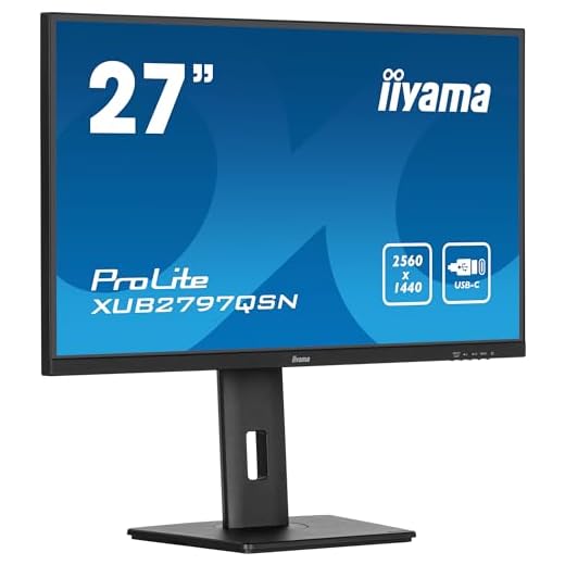 iiyama Prolite XUB2797QSN-B2 68,5cm 27" IPS LED-Monitor WQHD 100Hz HDMI DP-in/Out DaisyChain USB3.2 USB-C Dock 65W LAN Slim-Line Höhenverstellung Pivot AdaptiveSync schwarz