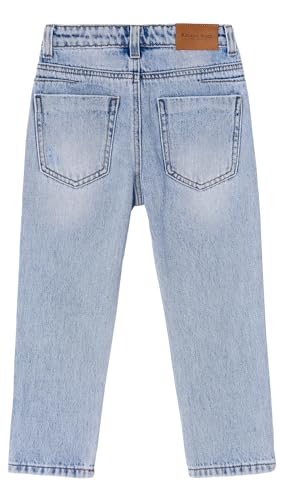 KIDSCOOL SPACE Baby Little Girls Boys Jeans,Elastic Band Inside Ripped Fashion Denim Pants2