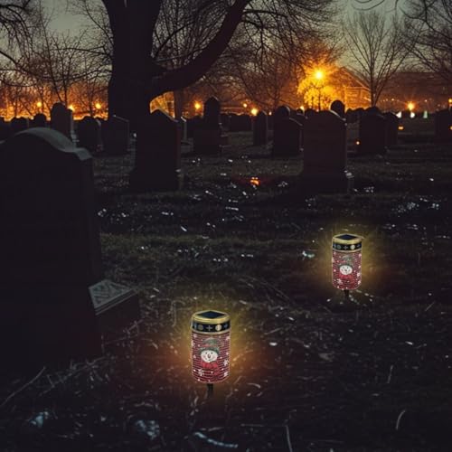 Image of Christmas Light for Prayer Cemetery Solar Lights for Grave Cemetery Cute Snowman Solar Power Light Eternal Lights 2 Pcs Christmas Decorations