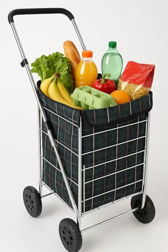 4 Wheel Shopping Cart Trolley Folding Mobility Large Travel Premium 70L Bag Case Height Adjustable Handle