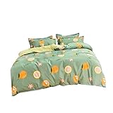 ABOOFAN Bettwäsche aus Baumwolle, dick, für Bett, weich, atmungsaktiv und mit Bettbezug, Bettlaken und zwei Kissenbezügen, leicht und farbecht