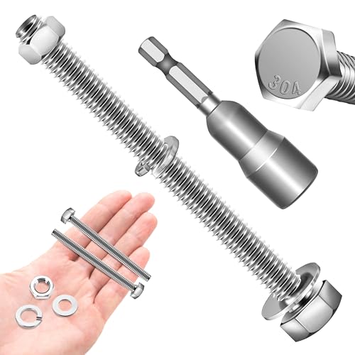 Image of (6 Sets) 3 /8 Bolt, 3 /8-16 x 4 Hex Head Screws, Assorted Screws Nuts and Bolts with Flat & Lock Washers, Stainless Steel 3 /8 Bolts and Nuts Set, Fully Threaded by Marysino