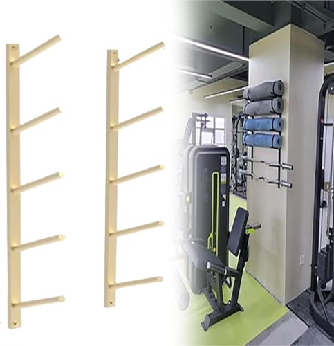 Support mural en bois pour tapis de yoga et suspension métal