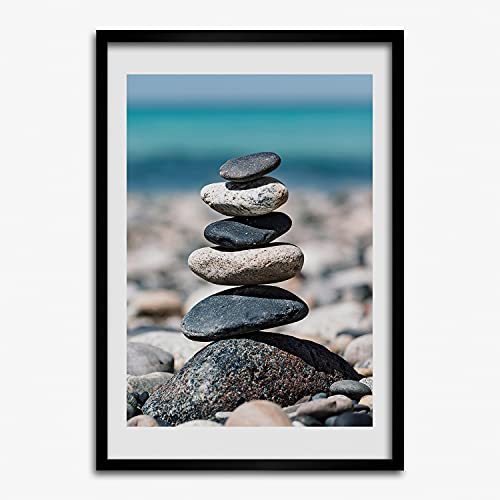 Une plage de galets cadre MDF 50x70 cm pour transformer vos murs vides