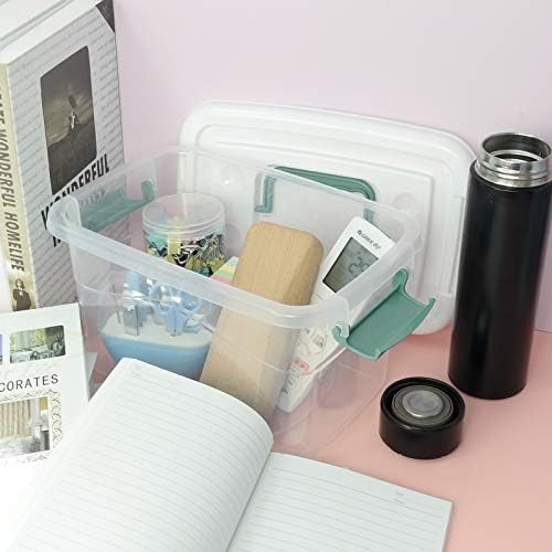 Xowine Set of 24 Plastic Storage Box, 6 L Small Clear Storage Latch Box with Lids