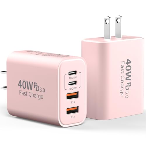 2-Pack 40W 4-Port USB-C Wall Charger