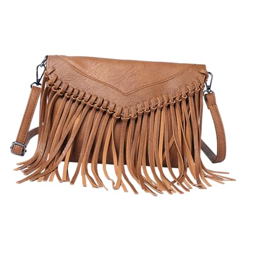 Sac à pompons marron UPKOCH en PU souple et polyvalent au design élégant pour femme
