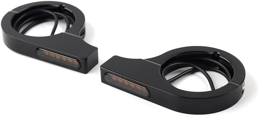 LIRU 46-50MM Fork LED Turn Signal Light Clamp Indicator Amber Lamp CNC Black for HONDA for Kawasaki for Suzuki for Yamaha Motorcycle