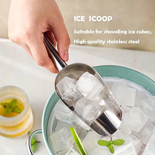 Metal Ice Scoop 6 Oz,Kitchen Ice Scooper for Ice Maker, Small Food Scoops for Bar Party Wedding Pet Dog Food, Stainless Steel Silver
