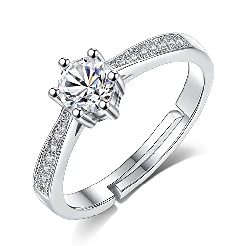Womens Crown Cut Zirconia Paved Silver Plated Adjustable Ring, Women RingAdjustable Ring, Engagement Rings For Women, Promise Rings For WomenFinger Ring For Women, Cubic Zirconia Ring(Silver) (B09LS4556W) Amazon Price History, Amazon Price Tracker