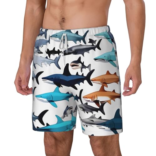 Short de bain homme séchage rapide haut de gamme doublure compression requins