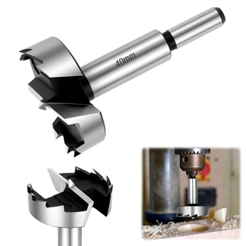 Flintronic Forstnerbohrer Ø40mm, Forstner-Bit, Bohraufsätze mit Rundschaft, Zubehör Bohrmaschine, Professional forstner Bohrer, Topfbohrer Kunstbohrer für Holz Hartholz, Holzbearbeitung