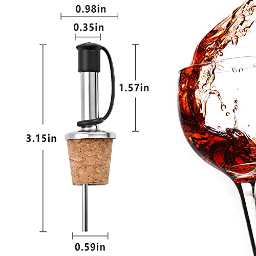 Worldity 16Pcs Wine Cork Pourer Spout, Stainless Steel Wine Pourers, Liquor Dispenser With Dust Cap, Oil Pouring Spout Rubber Wine Bottle Corks For Wine Olive Oil Vinegar Bottles #TOP1