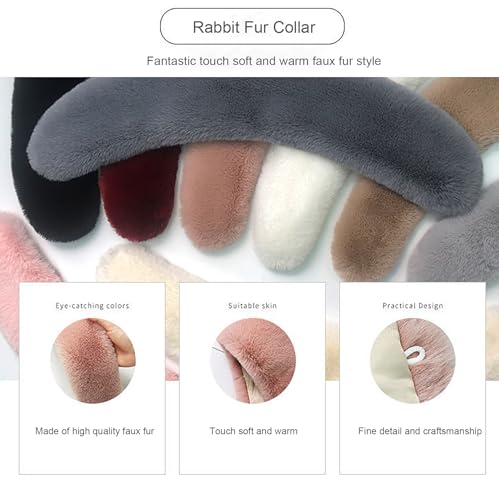 WENLOOY Faux Fur Soft Warmer Collar Rabbit Fur Collar Shawl Wrap Stole Fake Collar Coat Accessory2