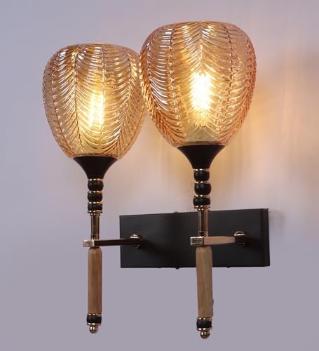 Image of ELAINTE Premium Wall Light | | Elegant Glass Wall Lamp for Living Room & Hallway | 3 Years Warranty | Free Bulb (Vintage-Double)