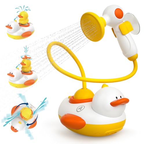 Image of Duckie Baby Bath Toys for Kids Ages 1-3, Baby Shower Head for Bathtub with Three Squirting Ducks, Birthday Gift for Toddler Boys Girls