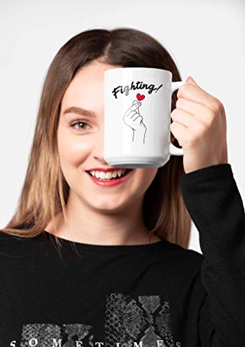 Make Your Mark Design Fighting & Finger Heart, Kdrama Or Korean Drama Fan Coffee & Tea Mug Cup (15Oz) #TOP1