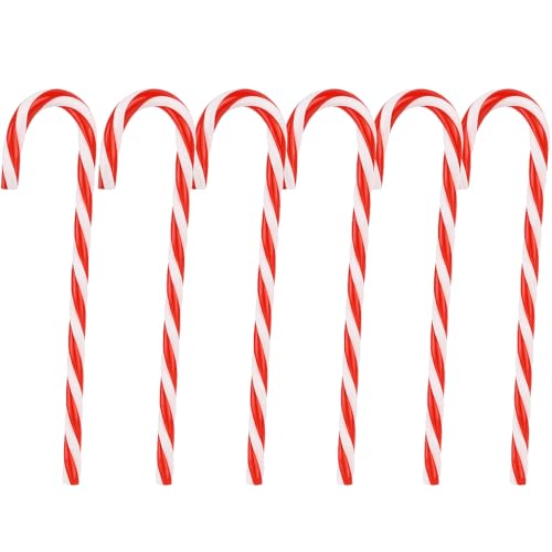 Plastic Candy Cane Christmas Decorations Xmas Tree Decor Red White Hanging Ornaments Candy Canes For Tree Garland Home Holiday Party Supplies 15cm (Pack Of 6)