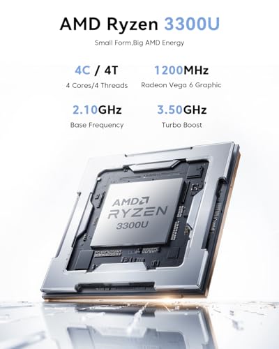 Pinova P1 Mini PC ??D 3300U(Max 3.5GHz, 4C/4T, Migliore di 3200U/3250U),16GB DDR4 512GB SSD Mini Desktop Computer, Triplo Display DP 1.4+HDMI 2.0+USB 3.2 Type-C WiFi 5/BT 4.2 Radeon Graphics - PC Desktop - Immagine 2